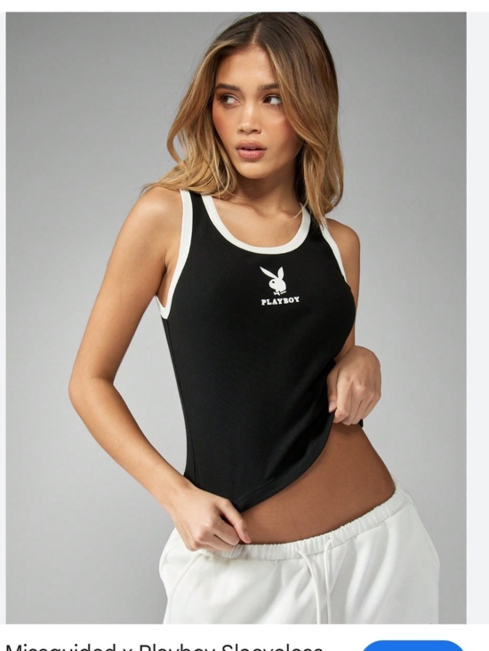 Vocal Play Girl Playboy Bunny Tank Top Cropped Top Black White